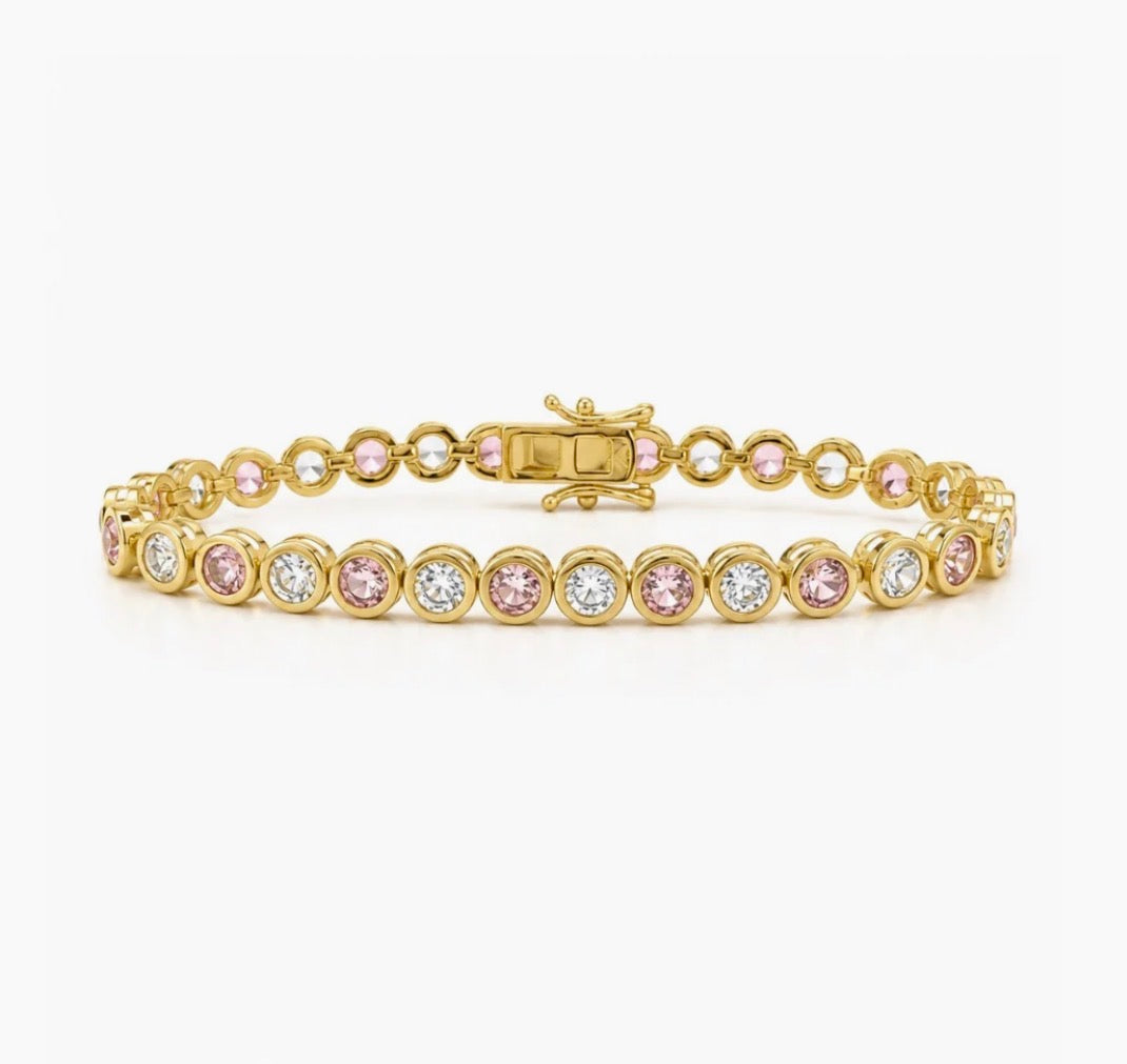 PINK AFFAIR BEZEL TENNIS BRACELET