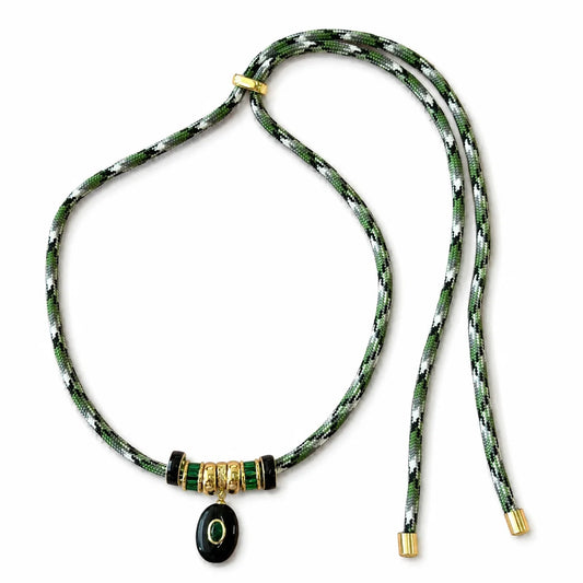 Green Boho Stone Cord Necklace