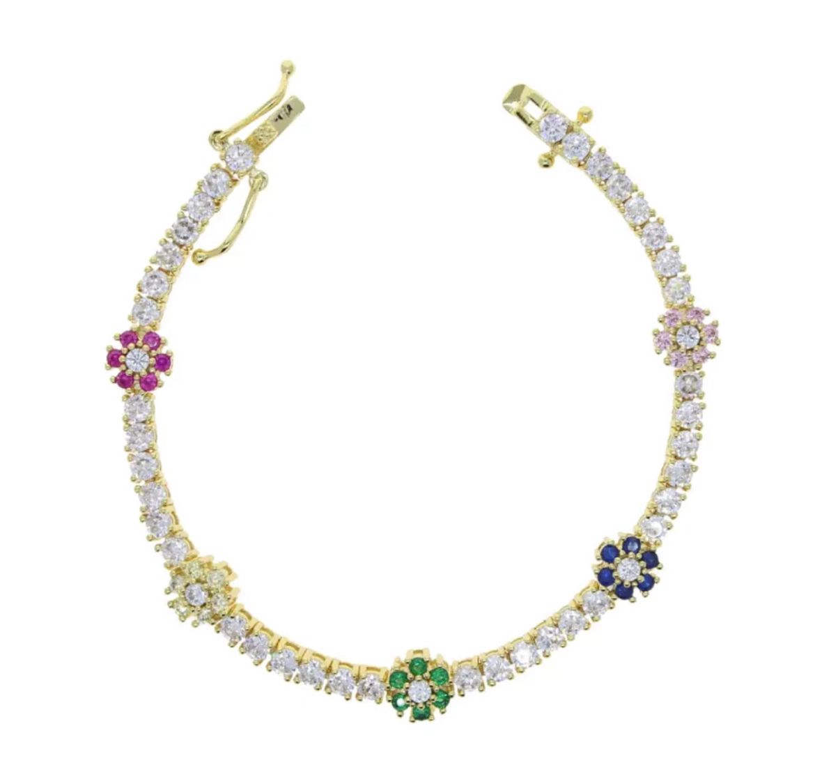 MULTI COLOR FLOWER TENNIS BRACELET