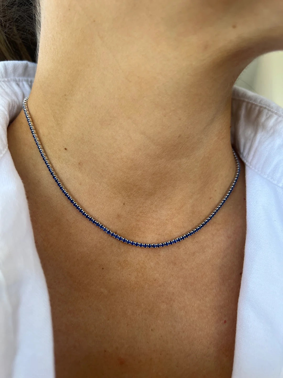 SKINNY SAPPHIRE TENNIS NECKLACE