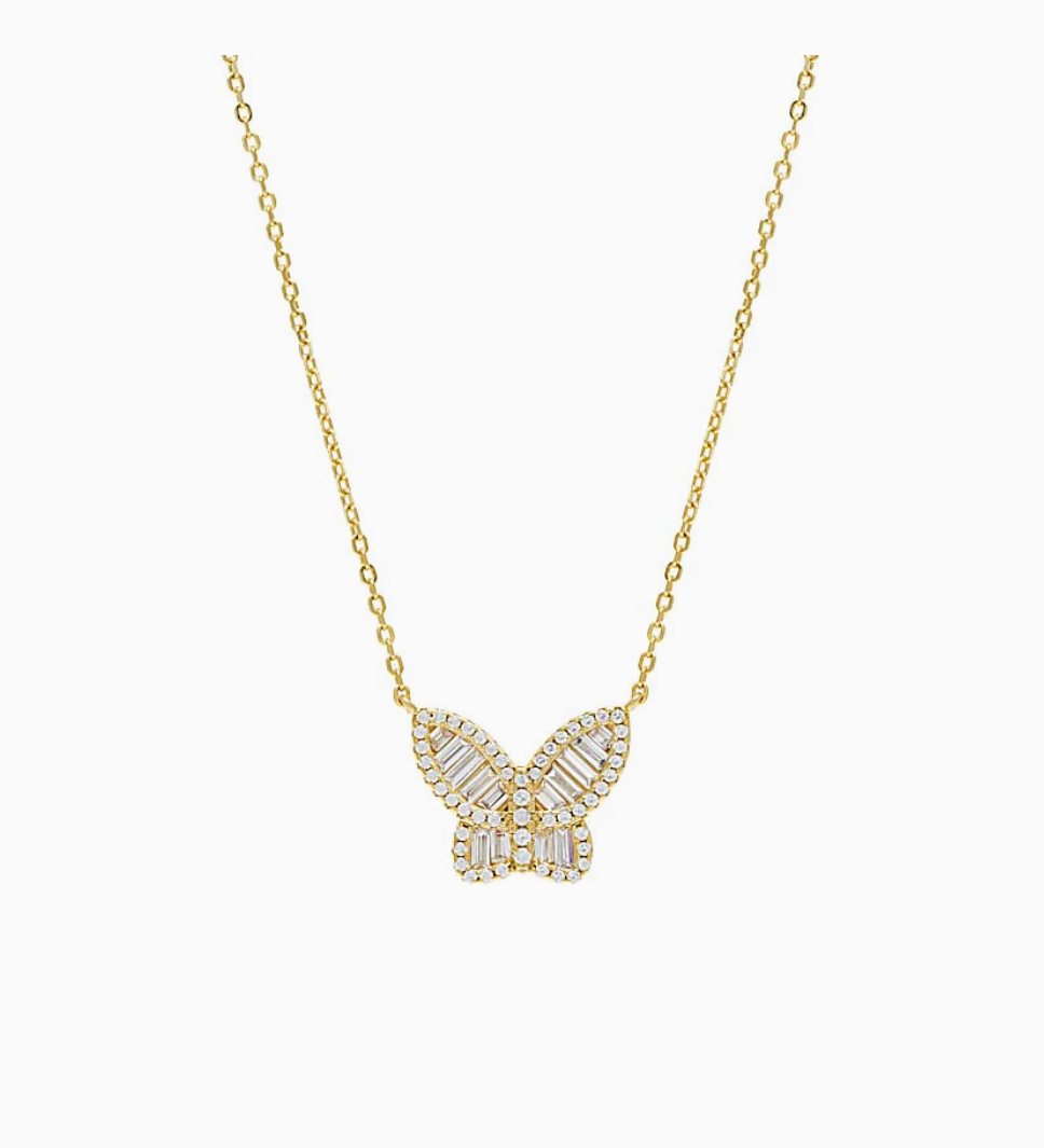 SMALL BAGUETTE BUTTERFLY NECKLACE