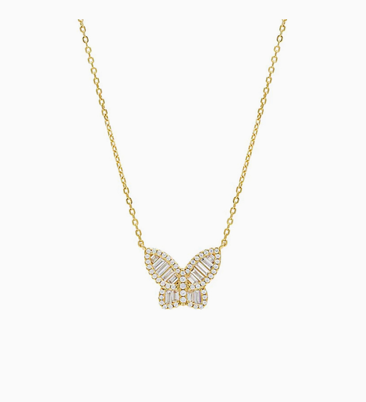 SMALL BAGUETTE BUTTERFLY NECKLACE