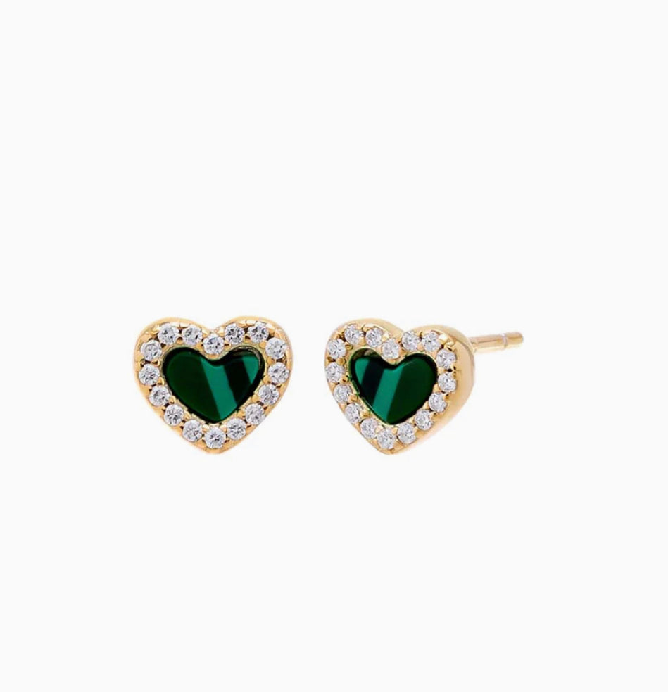 TINY COLORED HEART STUD EARRINGS