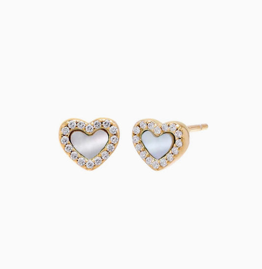 TINY COLORED HEART STUD EARRINGS