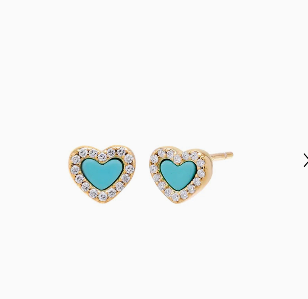 TINY COLORED HEART STUD EARRINGS